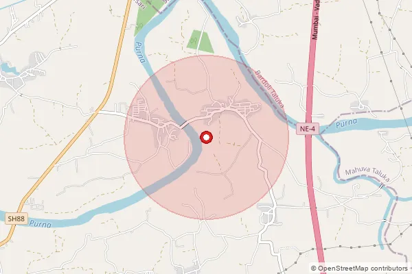 Map showing approximate area covered by Pincode 396469 — Kurel Bo, Navsari