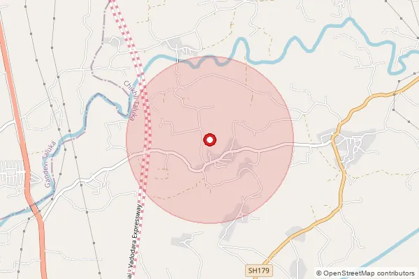 Map showing approximate area covered by Pincode 396530 — Chasa Bo, Navsari