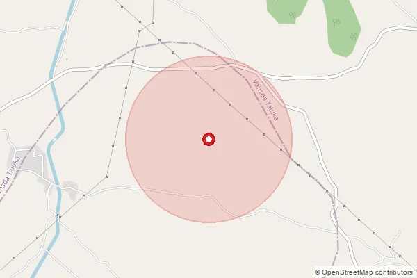Map showing approximate area covered by Pincode 396540 — Kaliari Bo, Navsari