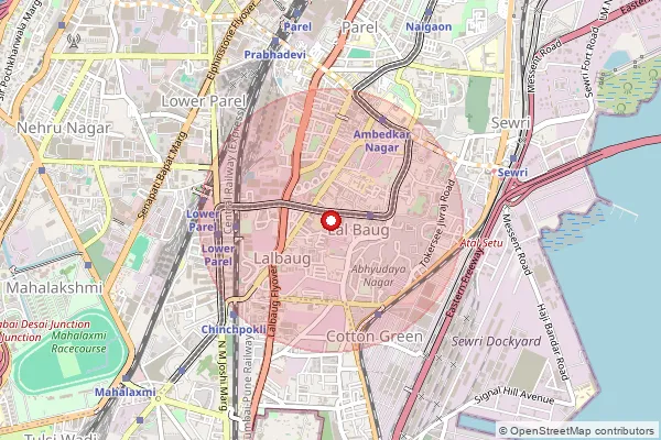 Map showing approximate area covered by Pincode 400009 — Princess Dock S.O, Mumbai