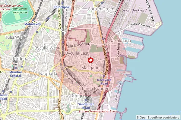 Map showing approximate area covered by Pincode 400010 — Mazgaon Dock S.O, Mumbai