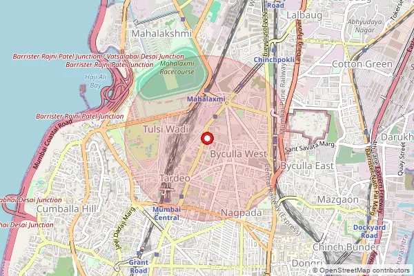 Map showing approximate area covered by Pincode 400011 — Agripada S.O, Mumbai