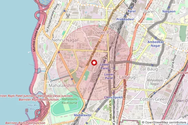 Map showing approximate area covered by Pincode 400013 — Delisle Road S.O, Mumbai