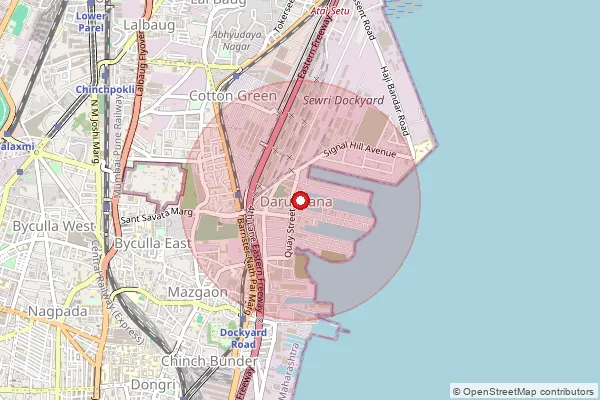 Map showing approximate area covered by Pincode 400015 — Sewri S.O, Mumbai