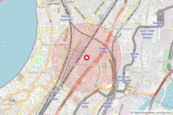 Map showing approximate area covered by Pincode 400019 — Matunga So, Mumbai