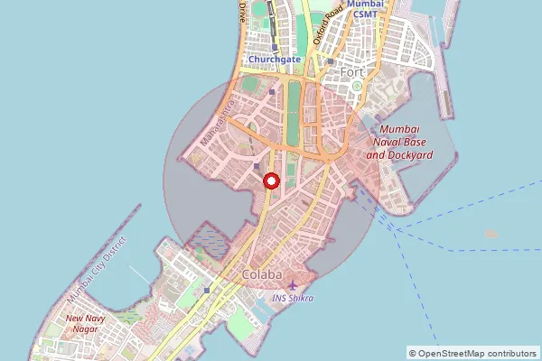 Map showing approximate area covered by Pincode 400021 — Nariman Point So, Mumbai