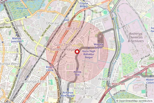 Map showing approximate area covered by Pincode 400022 — Raoli Camp So, Mumbai