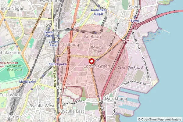 Map showing approximate area covered by Pincode 400026 — Cumballa Hill S.O, Mumbai