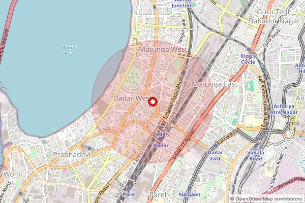 Map showing approximate area covered by Pincode 400028 — Ranade Road S.O, Mumbai