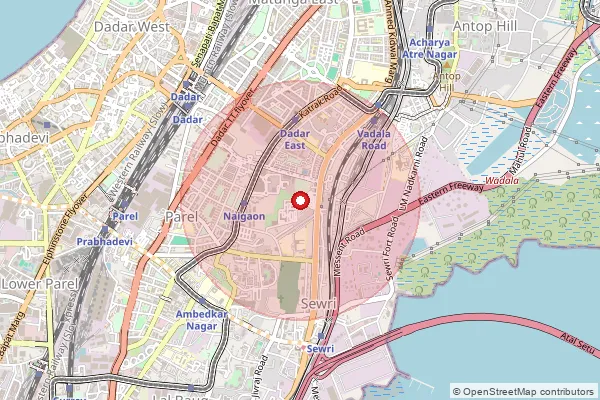 Map showing approximate area covered by Pincode 400031 — Wadala S.O, Mumbai