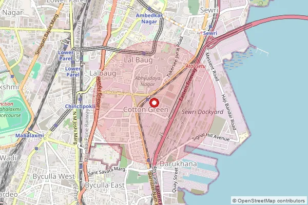 Map showing approximate area covered by Pincode 400033 — Kalachowki S.O, Mumbai