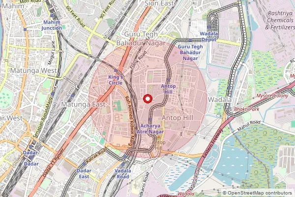 Map showing approximate area covered by Pincode 400037 — C G S Colony S.O, Mumbai