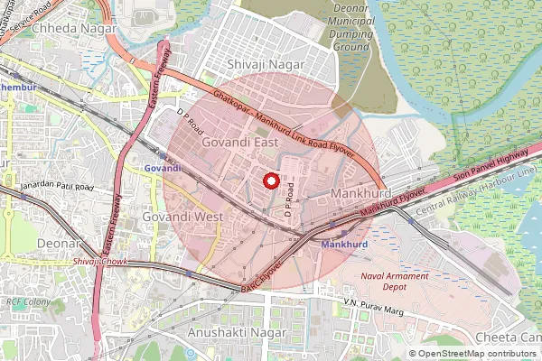 Map showing approximate area covered by Pincode 400043 — Dm Colony So, Mumbai Suburban