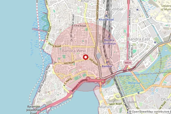 Map showing approximate area covered by Pincode 400050 — Bandra West S.O, Mumbai Suburban