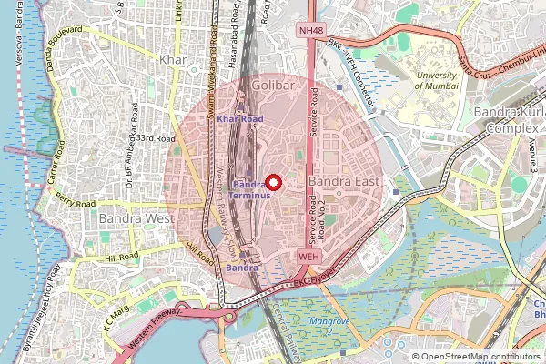 Map showing approximate area covered by Pincode 400051 — Audit Bhavan S.O, Mumbai Suburban