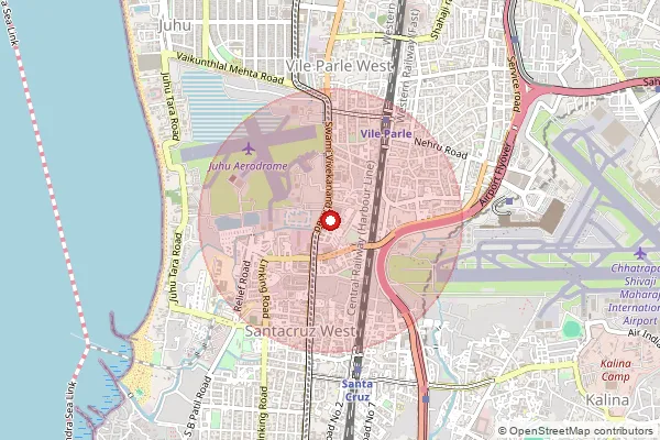 Map showing approximate area covered by Pincode 400054 — Santacruz Central S.O, Mumbai Suburban