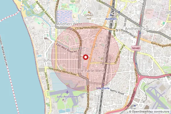 Map showing approximate area covered by Pincode 400056 — Vileparle(West) S.O, Mumbai Suburban