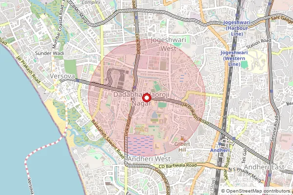 Map showing approximate area covered by Pincode 400058 — Andheri Railway Station S.O, Mumbai Suburban