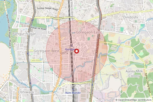 Map showing approximate area covered by Pincode 400063 — Sharma Estate So, Mumbai Suburban