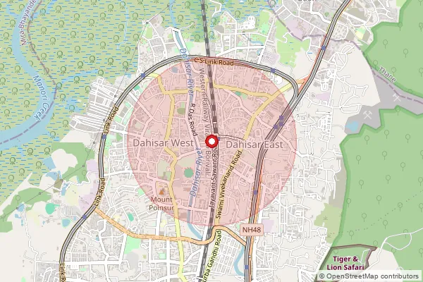 Map showing approximate area covered by Pincode 400068 — Dahisar Rs So, Mumbai Suburban