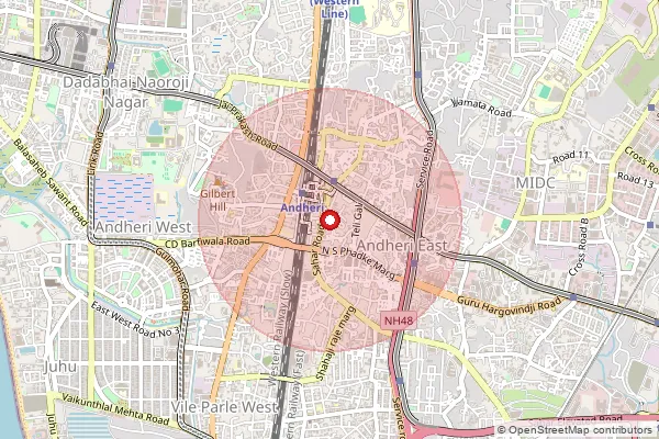 Map showing approximate area covered by Pincode 400069 — Nagardas Road S.O, Mumbai Suburban