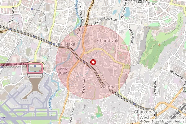 Map showing approximate area covered by Pincode 400072 — Sakinaka So, Mumbai Suburban