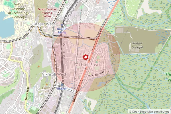 Map showing approximate area covered by Pincode 400083 — Kannamwar Nagar So, Mumbai Suburban
