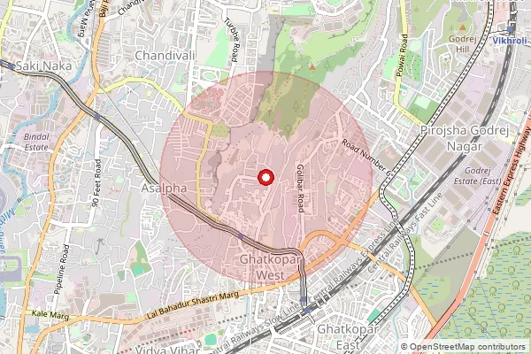 Map showing approximate area covered by Pincode 400084 — Barve Nagar So, Mumbai Suburban