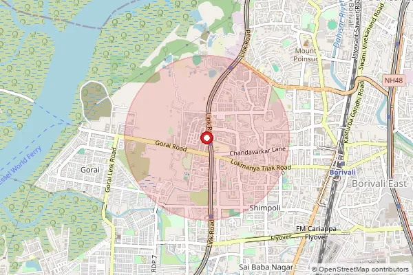 Map showing approximate area covered by Pincode 400091 — Borivali Ho, Mumbai Suburban
