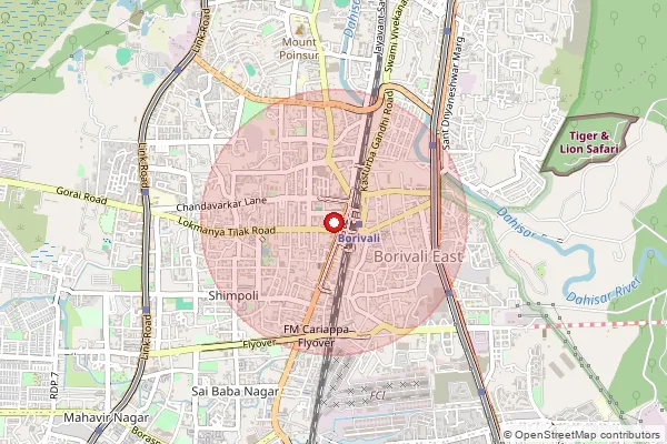 Map showing approximate area covered by Pincode 400092 — Borivali West So, Mumbai Suburban