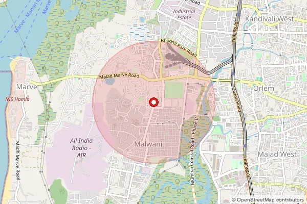Map showing approximate area covered by Pincode 400095 — Ins Hamla So, Mumbai Suburban