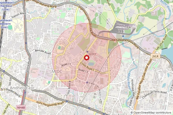 Map showing approximate area covered by Pincode 400096 — Seepz S.O, Mumbai Suburban