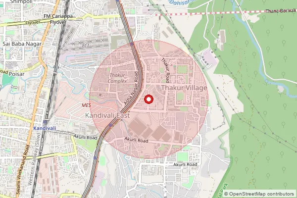 Map showing approximate area covered by Pincode 400101 — Kandivali East So, Mumbai Suburban