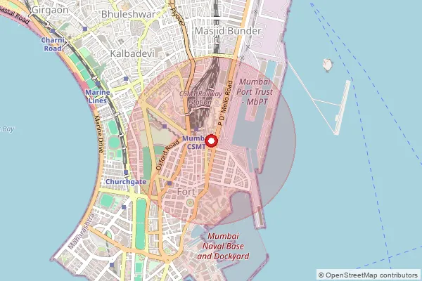 Map showing approximate area covered by Pincode 400111 — Ndc Mumbai Gpo, Na