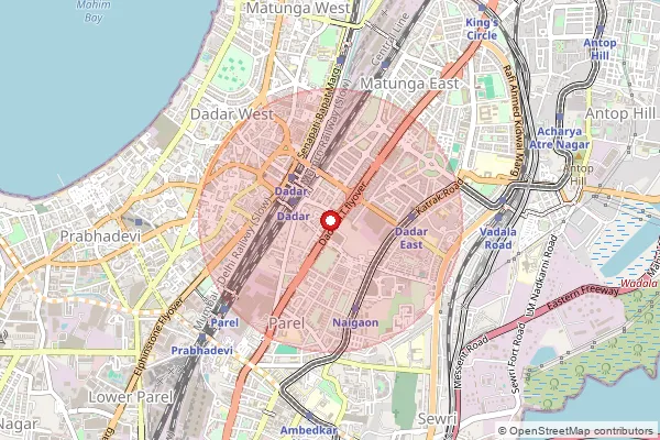 Map showing approximate area covered by Pincode 400114 — Ndc Dadar Ho, Na