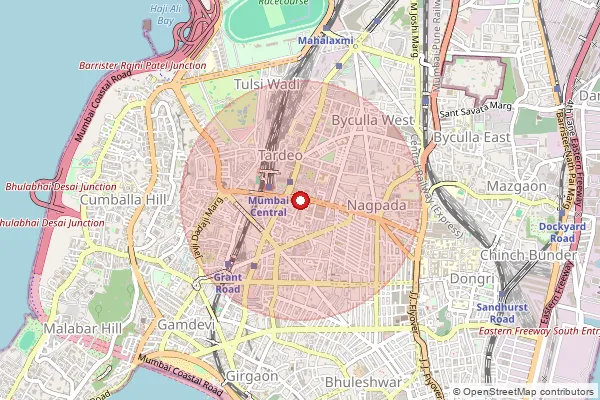 Map showing approximate area covered by Pincode 400118 — Ndc Mumbai Central, Na