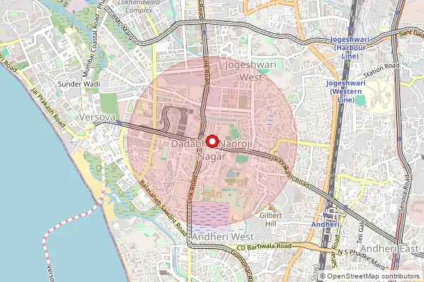 Map showing approximate area covered by Pincode 400153 — Ndc Azad Nagar, Na