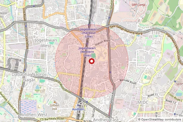 Map showing approximate area covered by Pincode 400160 — Ndc Jogeshwari East, Na