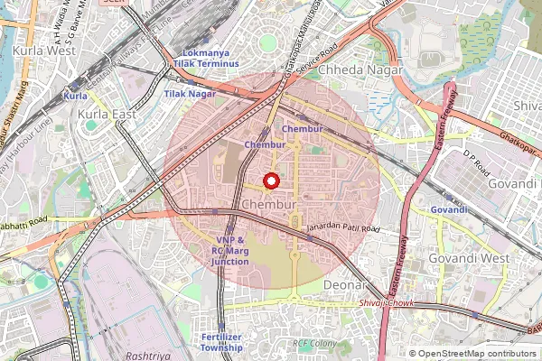 Map showing approximate area covered by Pincode 400171 — Ndc Chembur Ho, Na