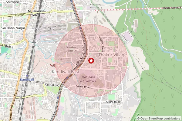 Map showing approximate area covered by Pincode 400201 — Ndc Kandivali East, Na