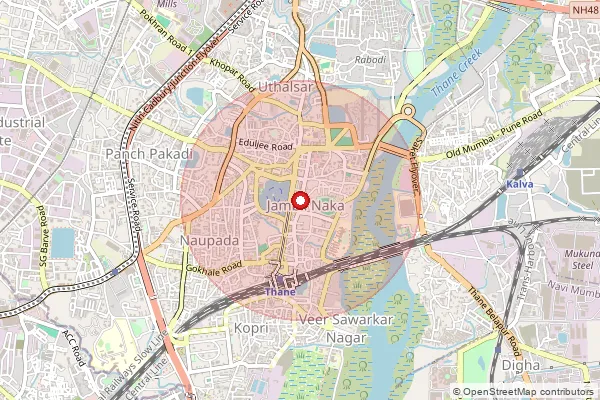 Map showing approximate area covered by Pincode 400601 — Thane H.O, Thane