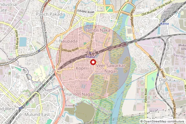 Map showing approximate area covered by Pincode 400603 — Kopri Colony S.O, Thane