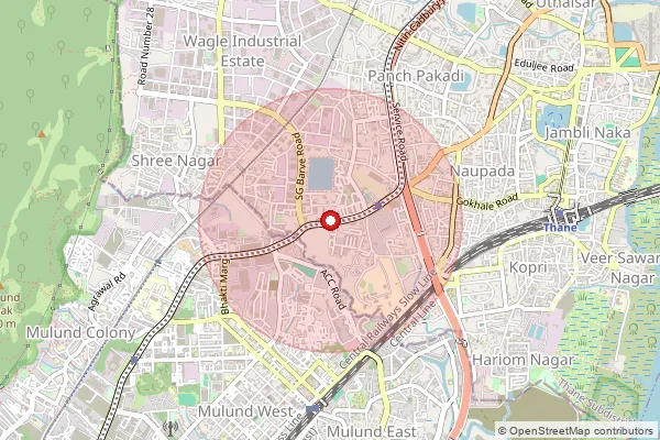 Map showing approximate area covered by Pincode 400604 — Wagle I.E. S.O, Thane