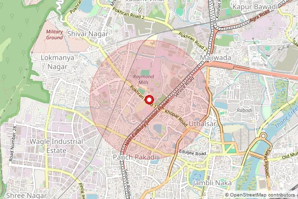 Map showing approximate area covered by Pincode 400606 — Jekegram S.O, Thane