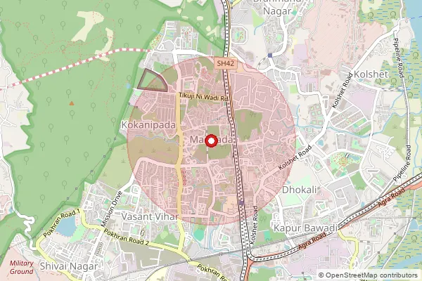 Map showing approximate area covered by Pincode 400610 — Apna Bazar S.O, Thane