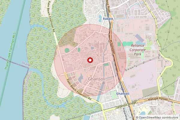 Map showing approximate area covered by Pincode 400701 — Ghansoli S.O, Thane