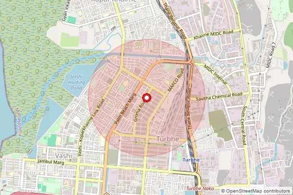 Map showing approximate area covered by Pincode 400703 — Vashi S.O (Thane), Thane