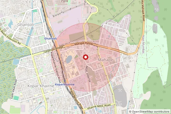 Map showing approximate area covered by Pincode 400710 — Millenium Business Park S.O, Thane
