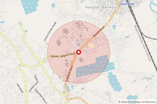 Map showing approximate area covered by Pincode 401201 — Bhuigaon B.O, Palghar