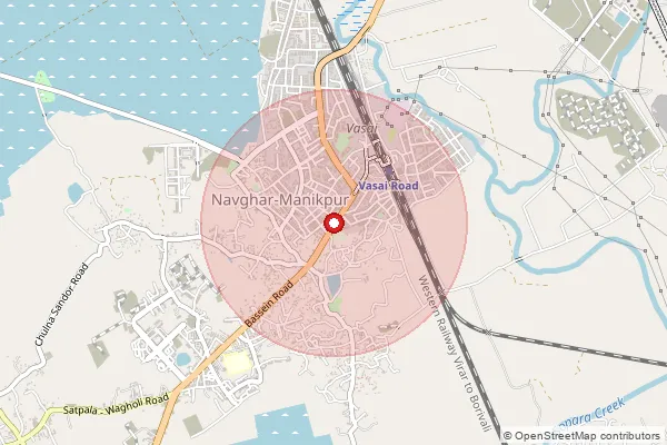 Map showing approximate area covered by Pincode 401202 — Vasai Road E S.O, Palghar